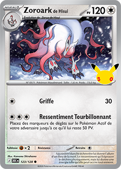 Carte Pokémon Communes Zoroark de Hisui 123/128 de la série 30e Anniversaire