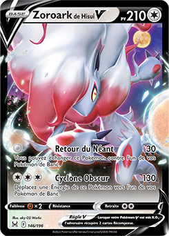 Carte Pokémon Ultra rare V Zoroark de Hisui V 146/196 de la série Origine Perdue
