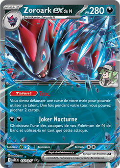Carte Pokémon Double rare Zoroark ex de N 137/217 de la série Héros Transcendants