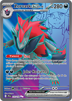 Carte Pokémon Ultra rare Zoroark ex de N 175/159 de la série Aventures Ensemble