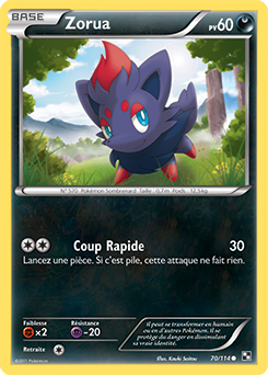 Carte Pokémon Commune Zorua 70/114 de la série Noir & Blanc
