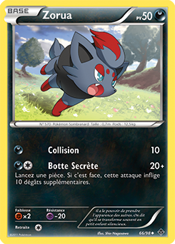 Carte Pokémon Zorua 66/98 de la série Pouvoirs Émergents en vente au meilleur prix