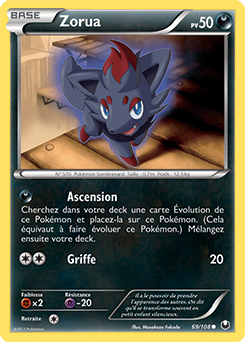 Carte Pokémon Commune Zorua 69/108 de la série Explorateurs Obscurs