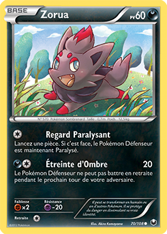 Carte Pokémon Commune Zorua 70/108 de la série Explorateurs Obscurs