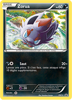 Carte Pokémon Zorua BW12 de la série Promos Noir & Blanc en vente au meilleur prix