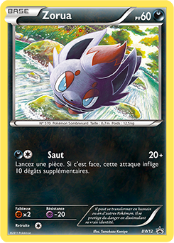 Carte Pokémon Promo Zorua BW12 de la série Promos Noir & Blanc