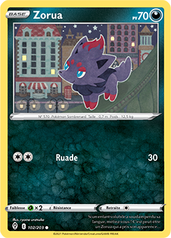 Carte Pokémon Zorua 102/203 de la série Évolution Céleste en vente au meilleur prix