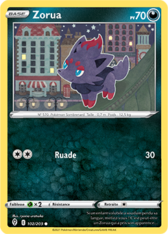Carte Pokémon Communes Zorua 102/203 de la série Évolution Céleste