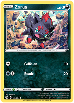 Carte Pokémon Zorua 170/264 de la série Poing de Fusion en vente au meilleur prix