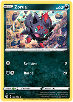 Carte Pokémon Communes Zorua 170/264 de la série Poing de Fusion