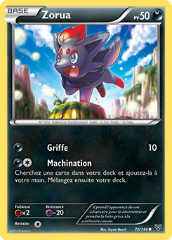 Carte Pokémon Commune Zorua 72/146 de la série X&Y