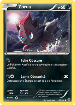 Carte Pokémon Commune Zorua 89/162 de la série Impulsion Turbo