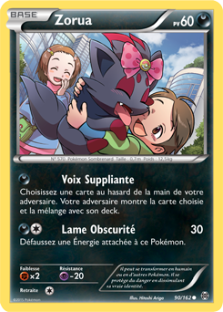 Carte Pokémon Commune Zorua 90/162 de la série Impulsion Turbo