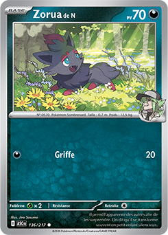 Carte Pokémon Zorua de N 136/217 de la série Héros Transcendants en vente au meilleur prix