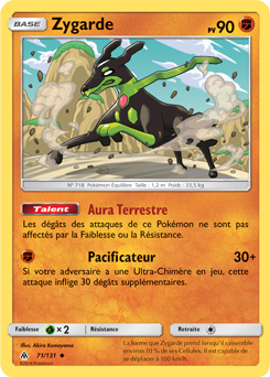 Carte Pokémon Peu commune Zygarde 71/131 de la série Lumière Interdite
