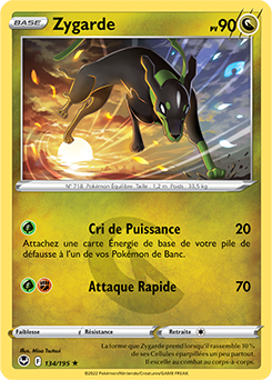 Carte Pokémon Rare Zygarde 134/195 de la série Tempête Argentée