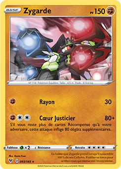 Carte Pokémon Holographique rare Zygarde 093/185 de la série Voltage Éclatant