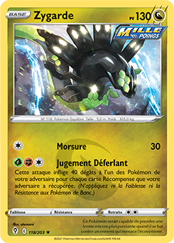 Carte Pokémon Holographique rare Zygarde 118/203 de la série Évolution Céleste