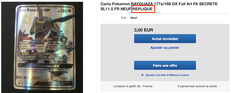 Fausse cartes Pokémon