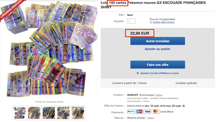 Fausses cartes Pokémon