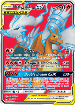 Carte Pokémon Reshiram et Dracaufeu Gx 194/214