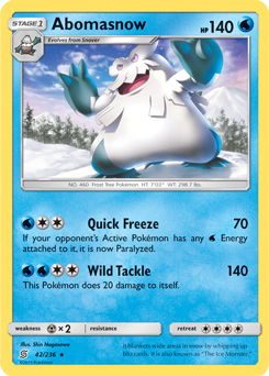 Abomasnow 42/236 Pokémon card from Unified Minds for sale at best price