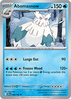 Uncommon Pokémon card Abomasnow 60/182 from Destined Rivals expansion