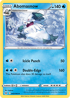 Uncommon Pokémon card Abomasnow 043/196 from Lost Origin expansion