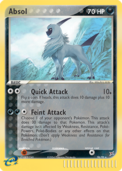 Secret Holo Pokémon card Absol 96/95 from Ex Team Magma vs Team Aqua expansion