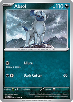 Common Pokémon card Absol 63/94 from Phantasmal Flames expansion