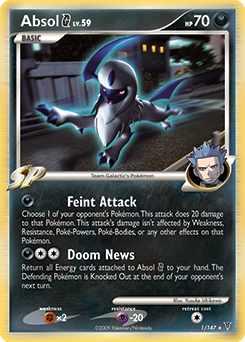 Rare holo Pokémon card Absol 1/147 from Supreme Victors expansion
