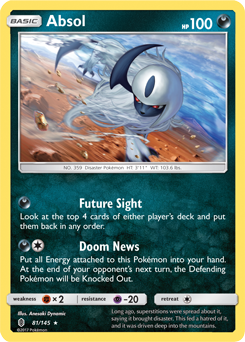 Rare holo Pokémon card Absol 81/145 from Guardians Rising expansion