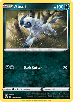Uncommon Pokémon card Absol 038/073 from Champion s Path expansion