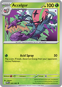 Uncommon Pokémon card Accelgor 9/86 from White Flare expansion