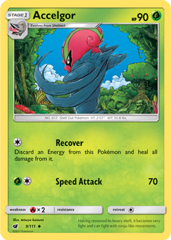 Uncommon Pokémon card Accelgor 9/111 from Crimson Invasion expansion