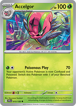 Uncommon Pokémon card Accelgor 13/159 from Journey Together expansion