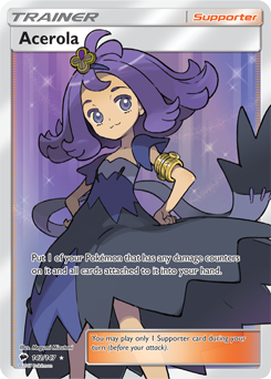 Full Art Trainer Pokémon card Acerola 142/147 from Burning Shadows expansion