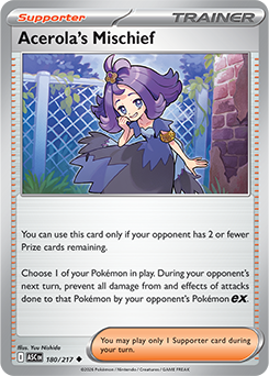 Uncommon Pokémon card Acerola's Mischief 180/217 from Ascended Heroes expansion