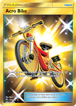 Secret Gold Pokémon card Acro Bike 178/168 from Celestial Storm expansion