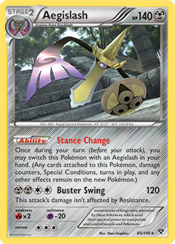 Rare Pokémon card Aegislash 85/146 from X&Y expansion