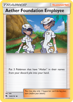 Uncommon Pokémon card Aether Foundation Employee 168/214 from Lost Thunder expansion