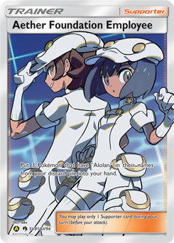 Full Art Trainer Pokémon card Aether Foundation Employee SV81/SV94 from Hidden Fates expansion