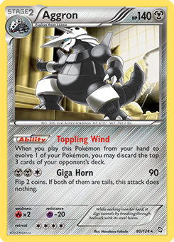 Rare holo Pokémon card Aggron 80/124 from Dragons Exalted expansion