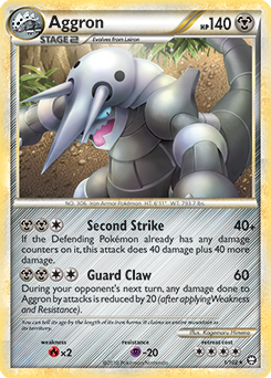 Rare holo Pokémon card Aggron 1/102 from Triumphant expansion