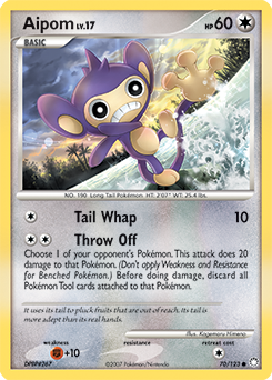 Common Pokémon card Aipom 70/123 from Mysterious Treasures expansion