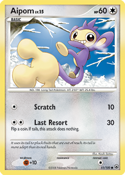 Aipom 51/100 Pokémon card from Majestic Dawn for sale at best price