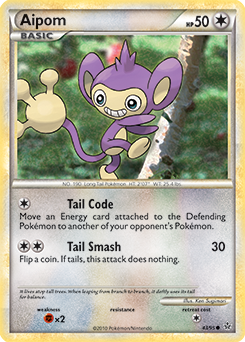 Common Pokémon card Aipom 43/95 from Unleashed expansion