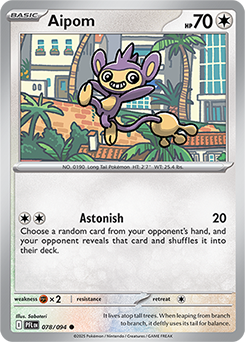 Common Pokémon card Aipom 78/94 from Phantasmal Flames expansion