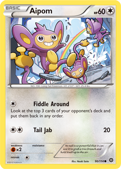 Common Pokémon card Aipom 90/114 from Steam Siege expansion