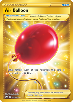 Secret Gold Pokémon card Air Balloon 213/202 from Sword & Shield expansion